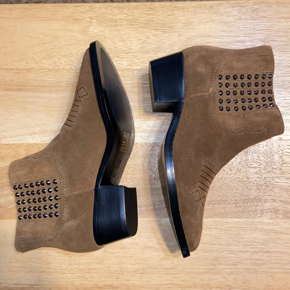 BiBi Lou Brown Leather Studded Ankle Boots